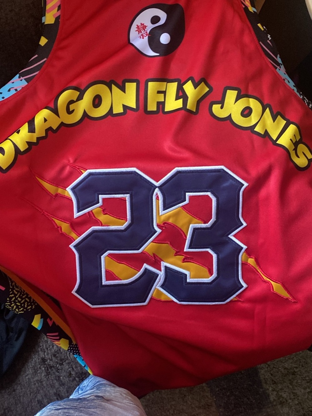 Red Dragon Fly Jones #23 Basketball Jersey